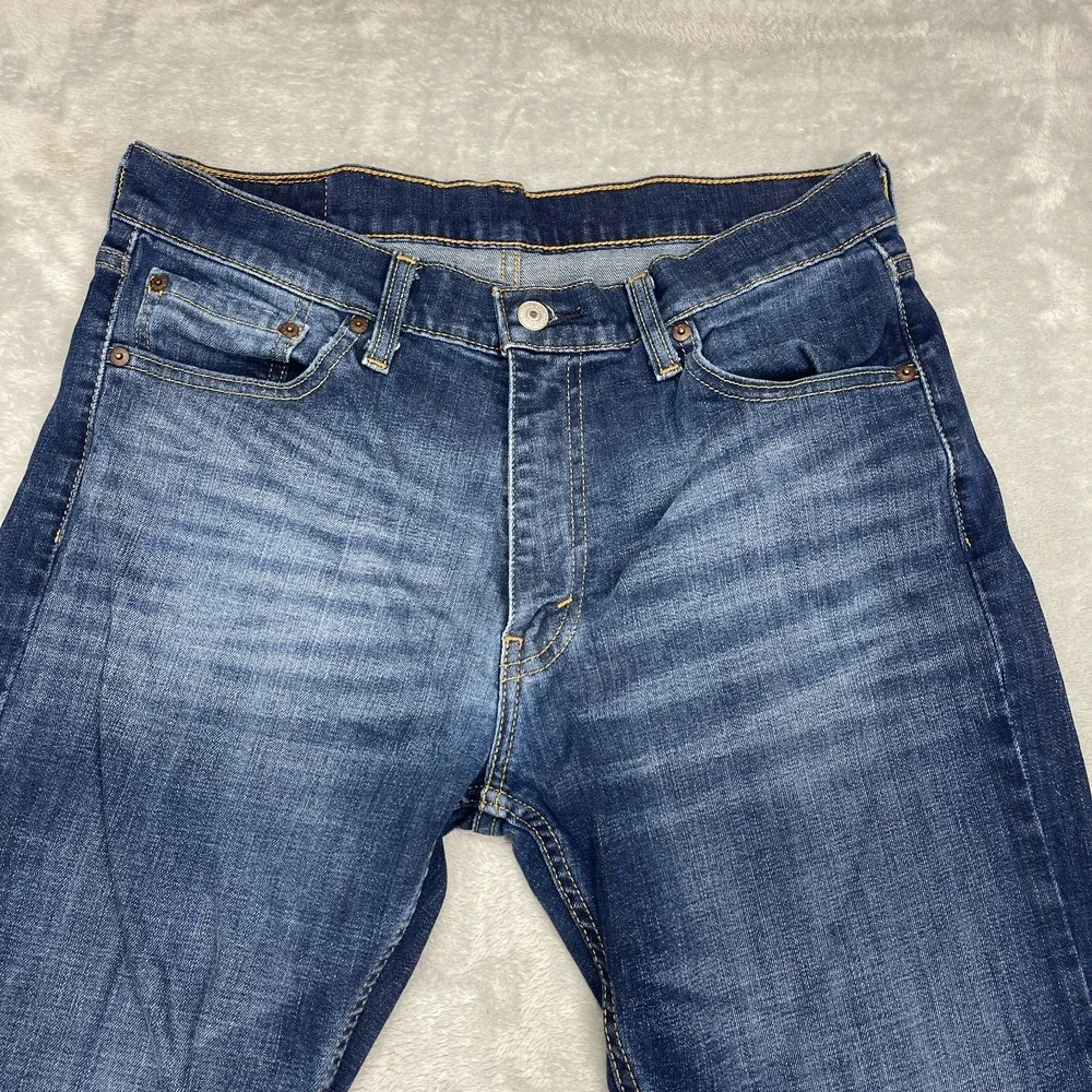 Levi's Jeans Mens 33x30 Blue Denim Whiskered Faded Low Rise 527 Slim Bootcut Leg